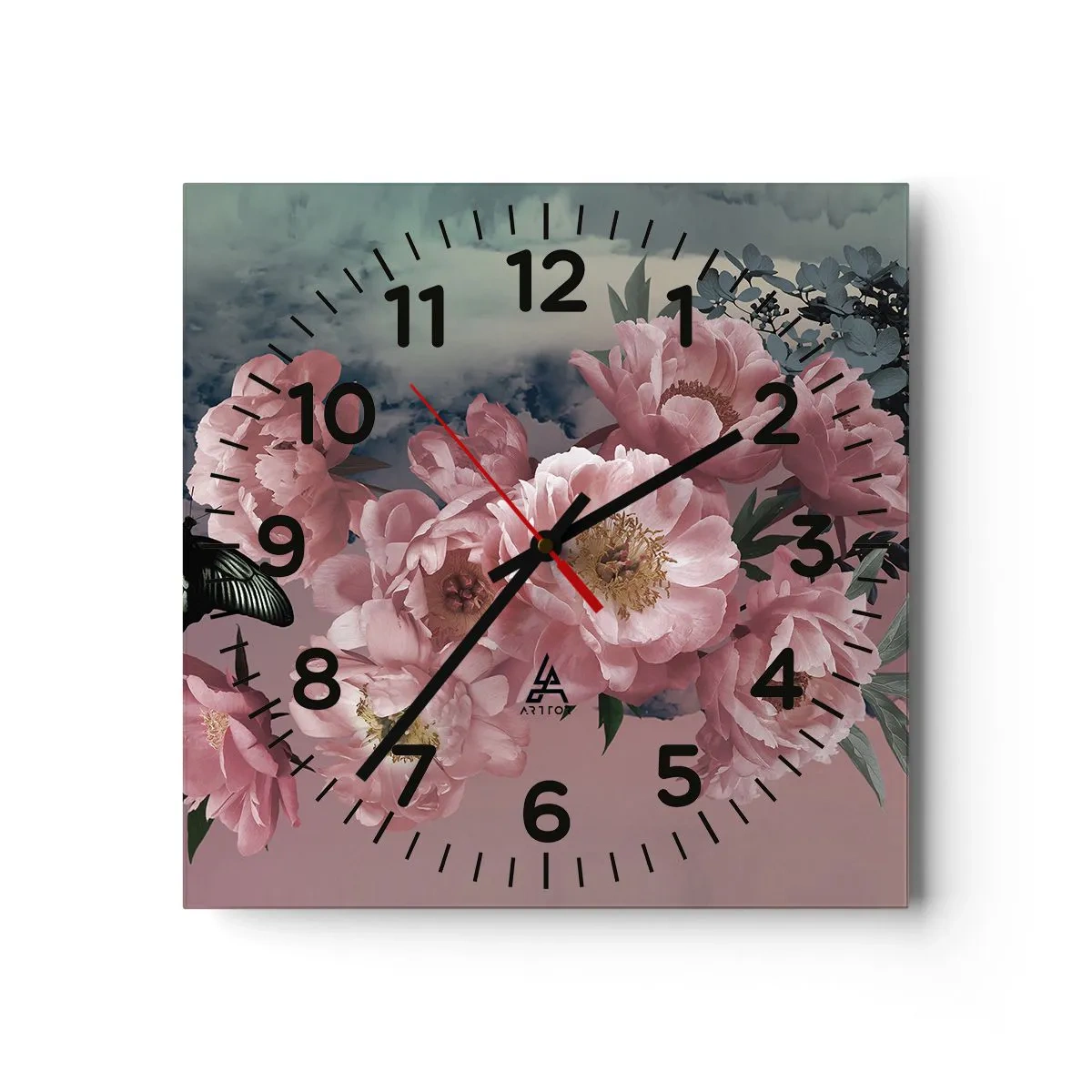 Wall clock - Clock on glass - Peak of Romanticism - 40x40 cm