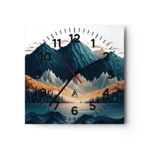 Wall clock - Clock on glass - Perfect Mountain Landscape - 40x40 cm