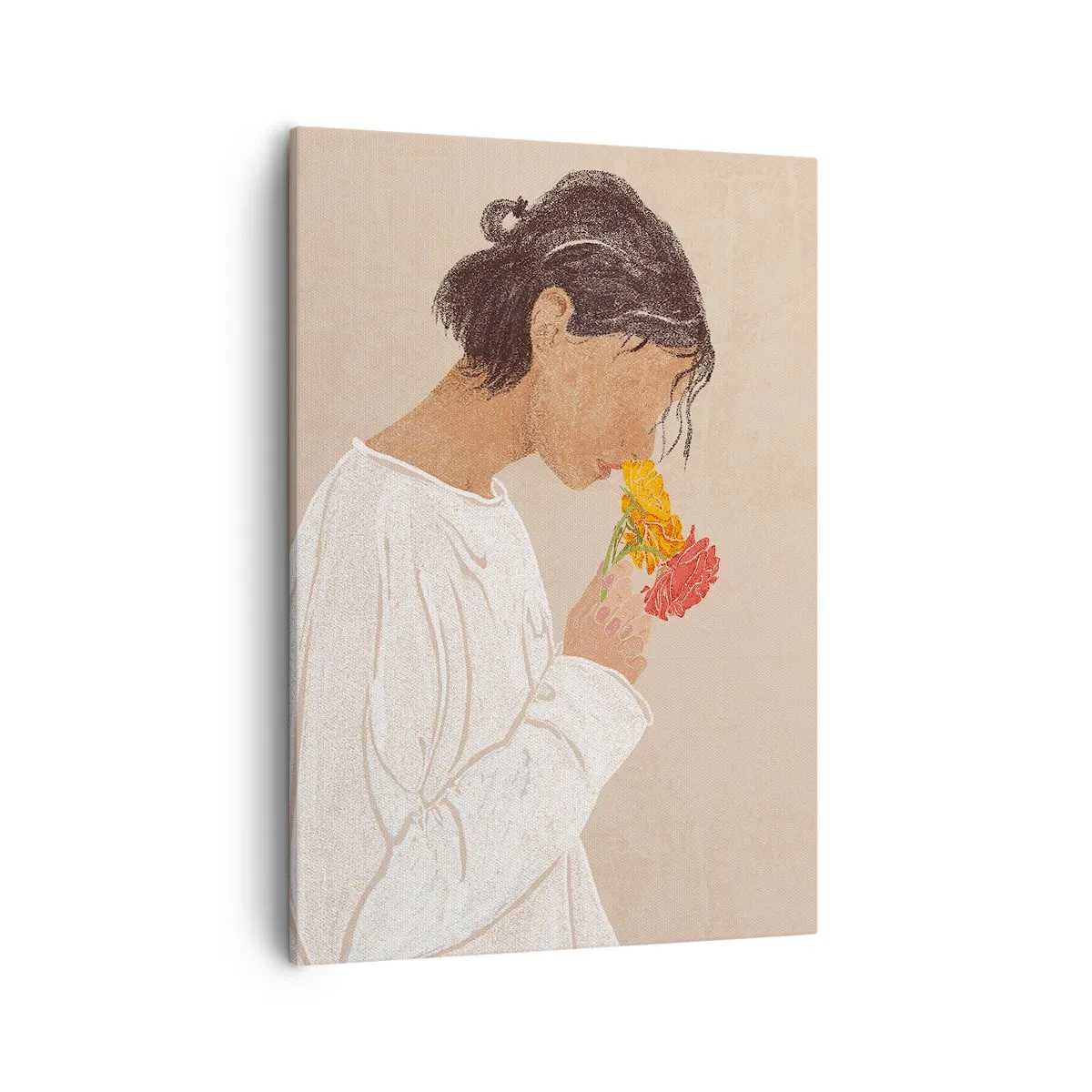 Canvas picture - Girl and Flowers - 50x70 cm