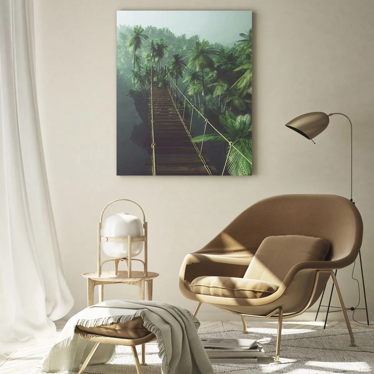 Glass picture - Hanging Bridge in the Green - 50x70 cm