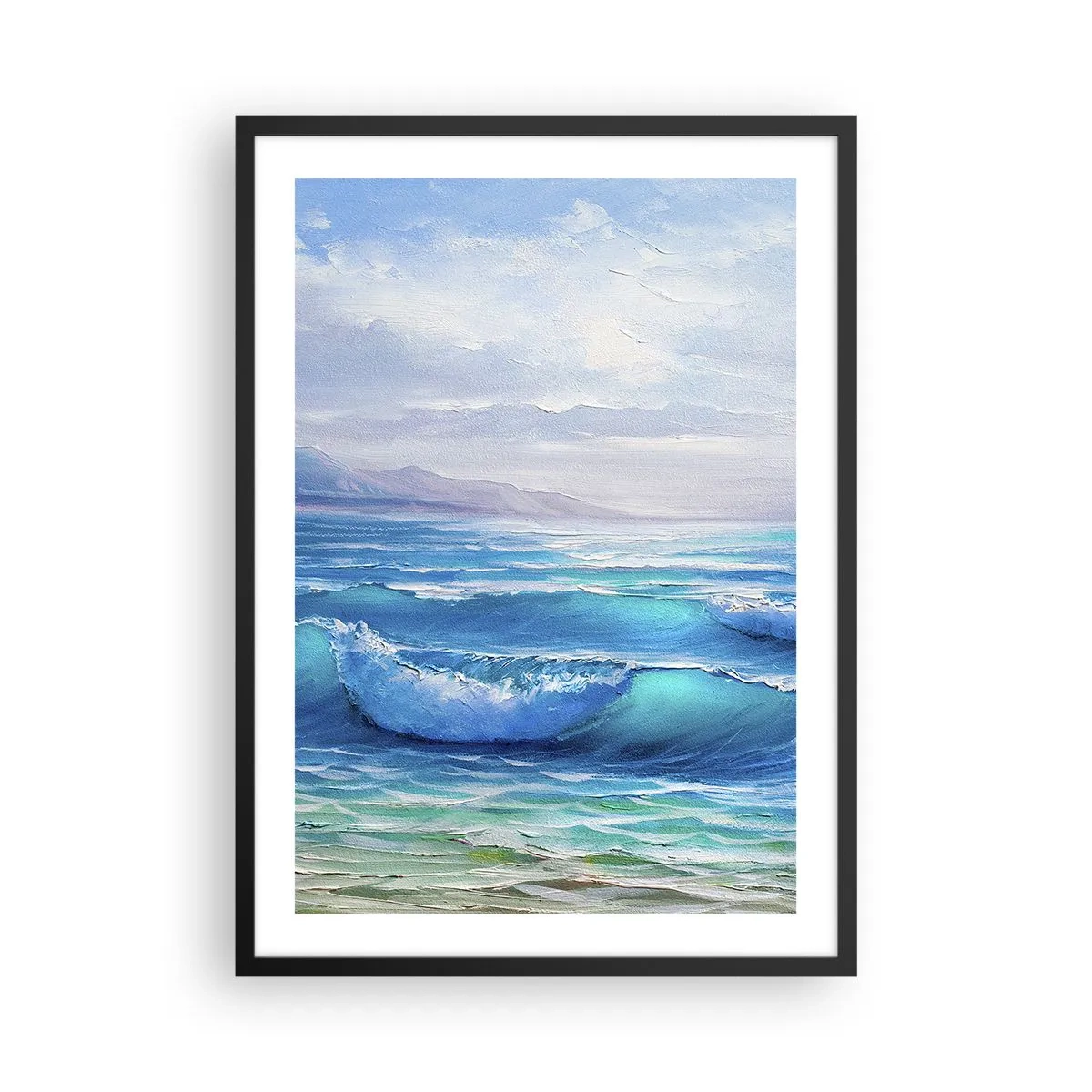 Poster in black frame - Sea waves against the blue sky - 50x70cm - It Brings Bliss - Modern wall decoration for the living room and bedroom ARTTOR