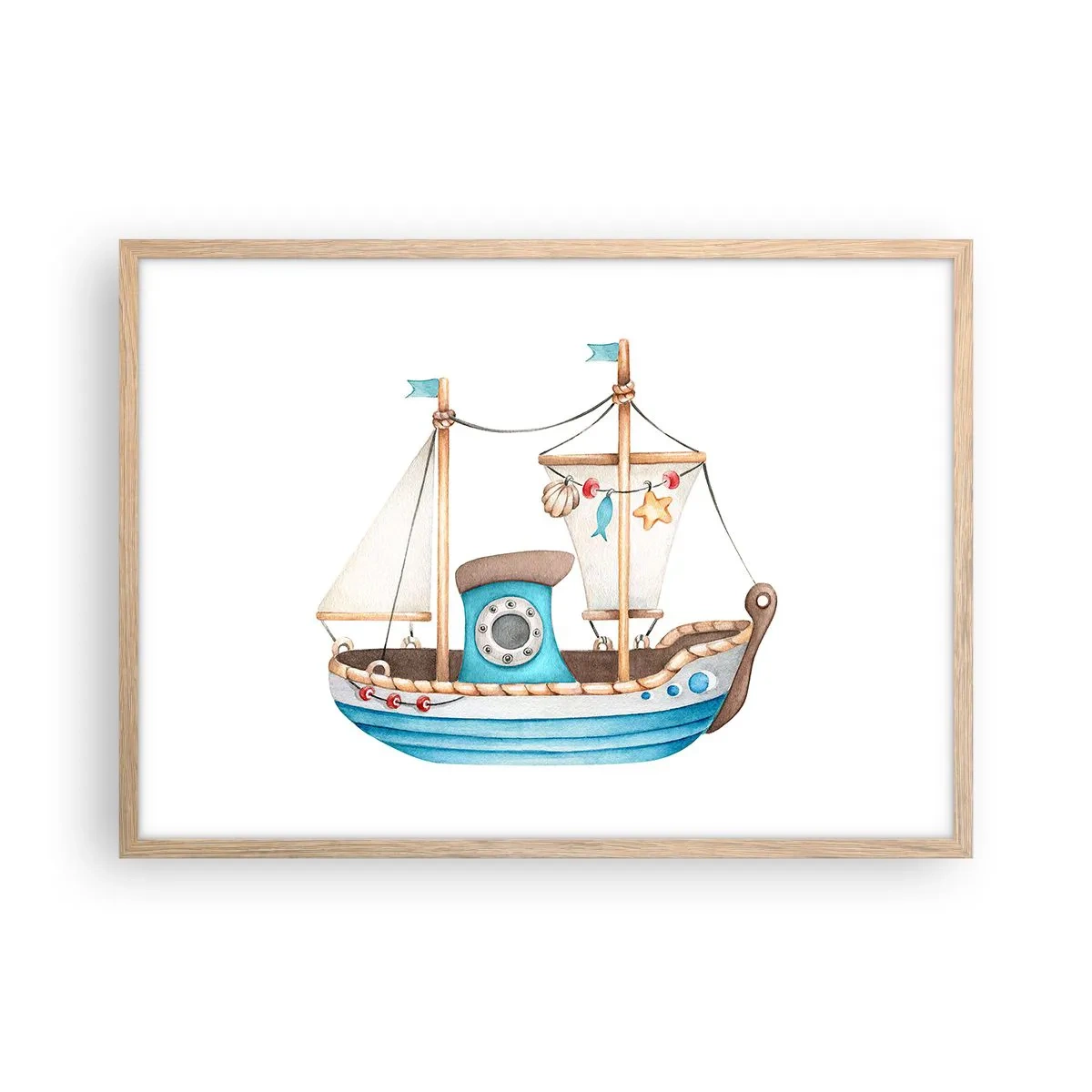 Poster in light oak frame - Ahoy, Adventure! - 70x50 cm