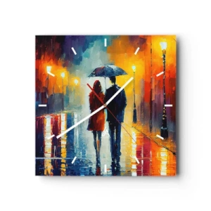 Wall clock - Clock on glass - Together - Colourful Night - 40x40 cm