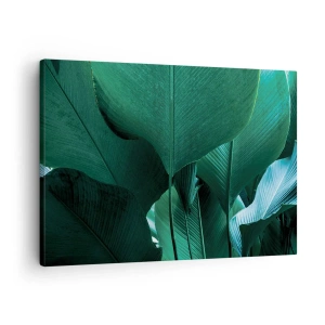 Canvas picture - Green leaves in a minimalist composition - 70x50cm - Turned towards Light - Modern wall decoration for the living room and bedroom ARTTOR