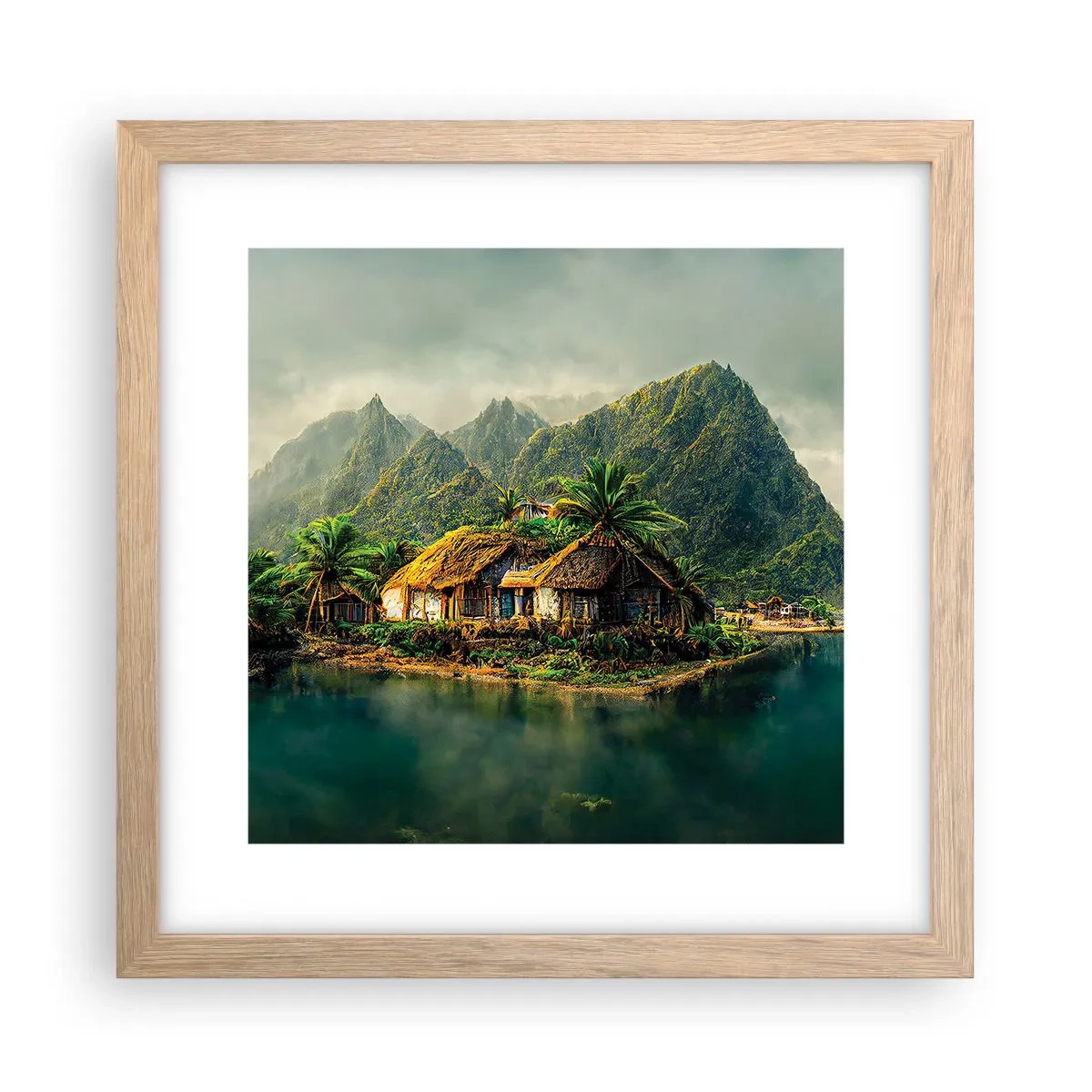 Poster in light oak frame - Tropical Paradise - 30x30 cm