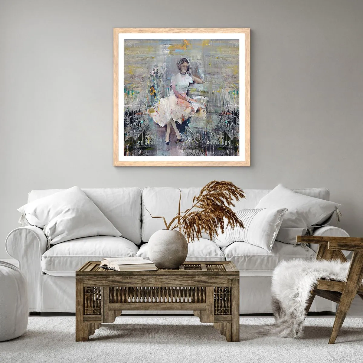 Poster in light oak frame - Classical and Modern - 30x30 cm