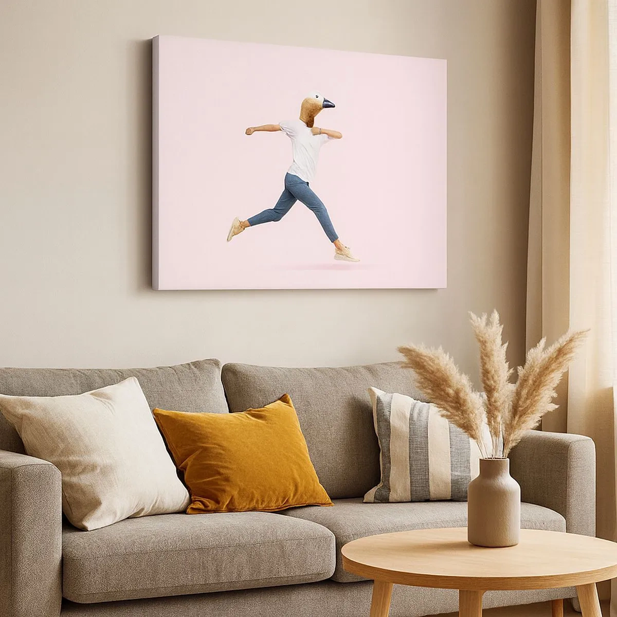 Canvas picture - A surrealistic figure with a duck head in motion - 70x50cm - Pinch of Absurd - Modern wall decoration for the living room and bedroom ARTTOR