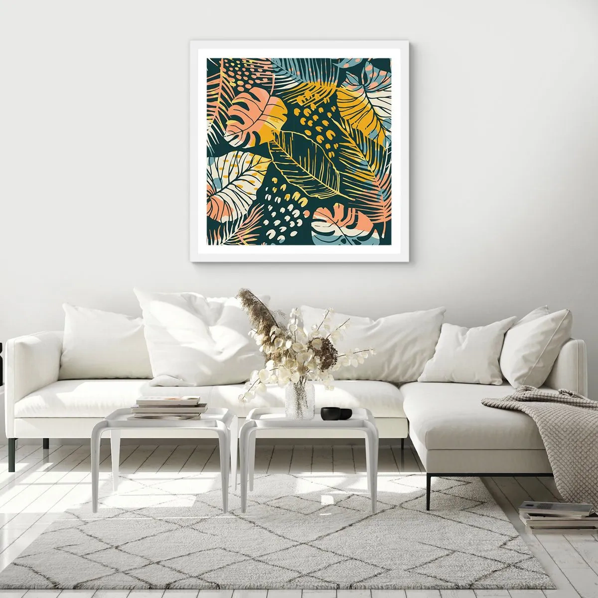 Poster in white frmae - Leafy Fantasy - 60x60 cm