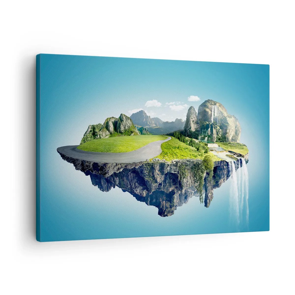 Canvas picture - A floating island with mountains and waterfalls - 70x50cm - Fantastic Island - Modern wall decoration for the living room and bedroom ARTTOR