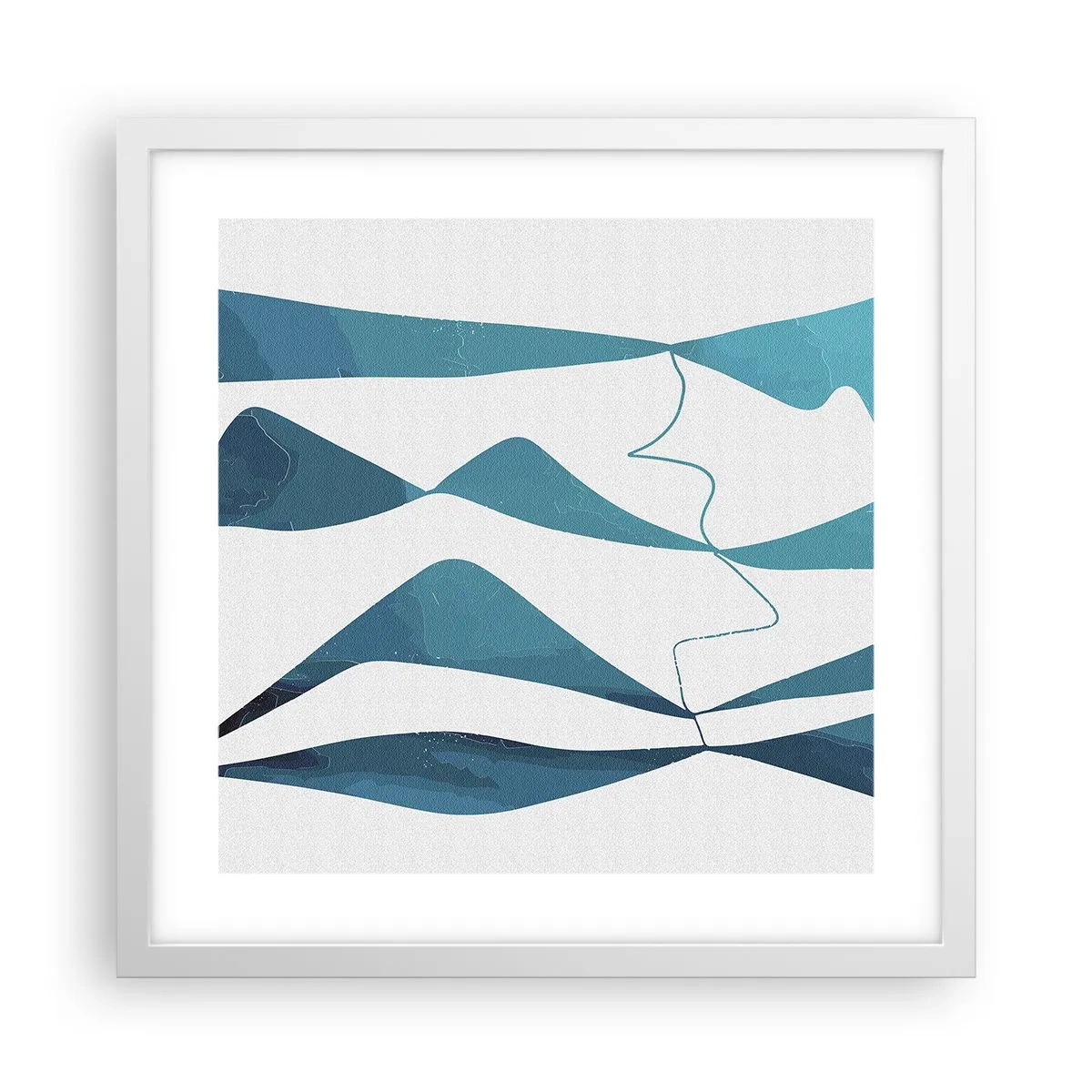 Poster in white frmae - Abstract: Turquoise Relation - 40x40 cm