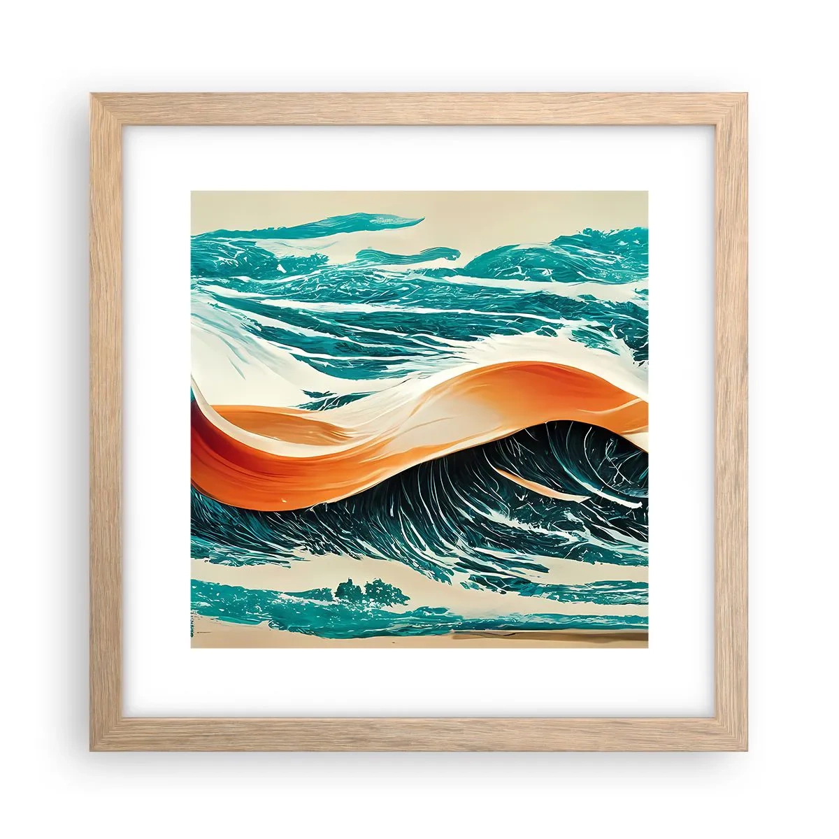 Poster in light oak frame - Surfer's Dream - 30x30 cm