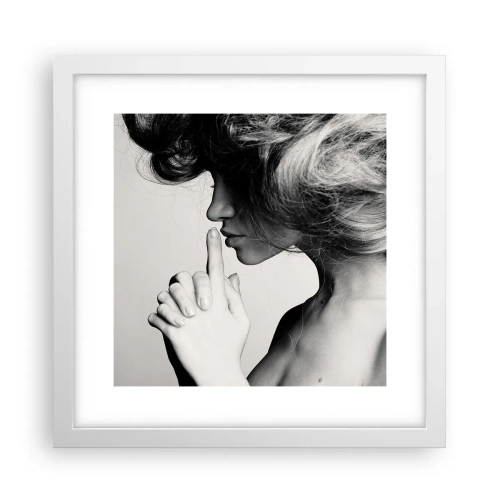 Poster in white frmae - Listening to Herself - 30x30 cm