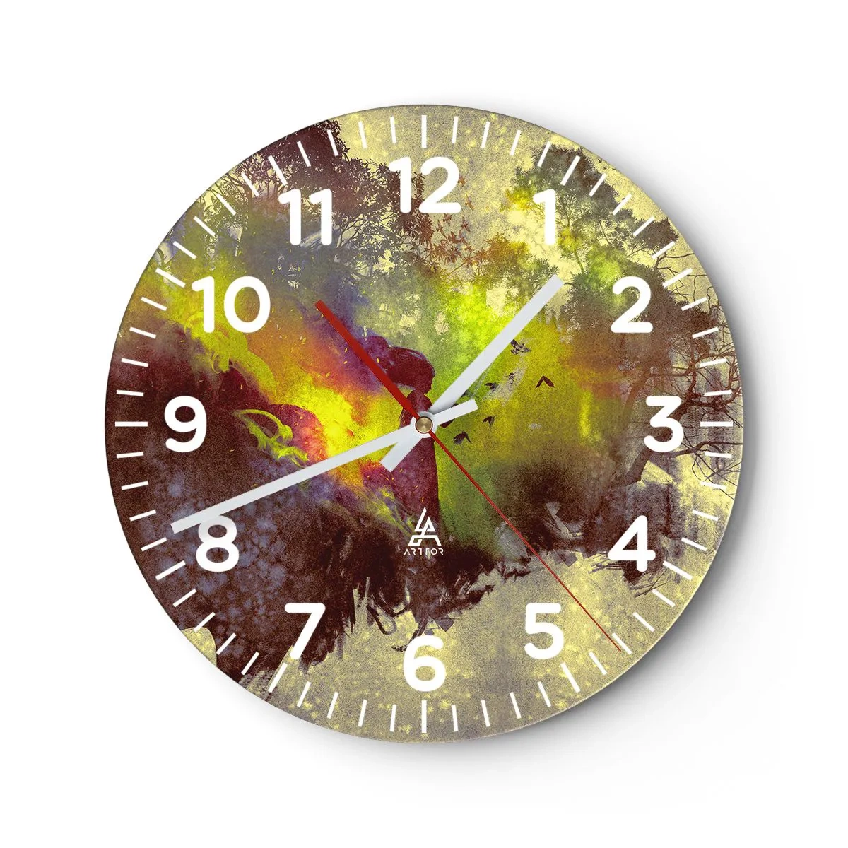 Wall clock - Clock on glass - Mother Nature - 30x30 cm
