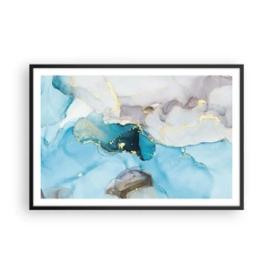 Poster in black frame - Study in Grey and  Turquoise Encounter - 91x61 cm