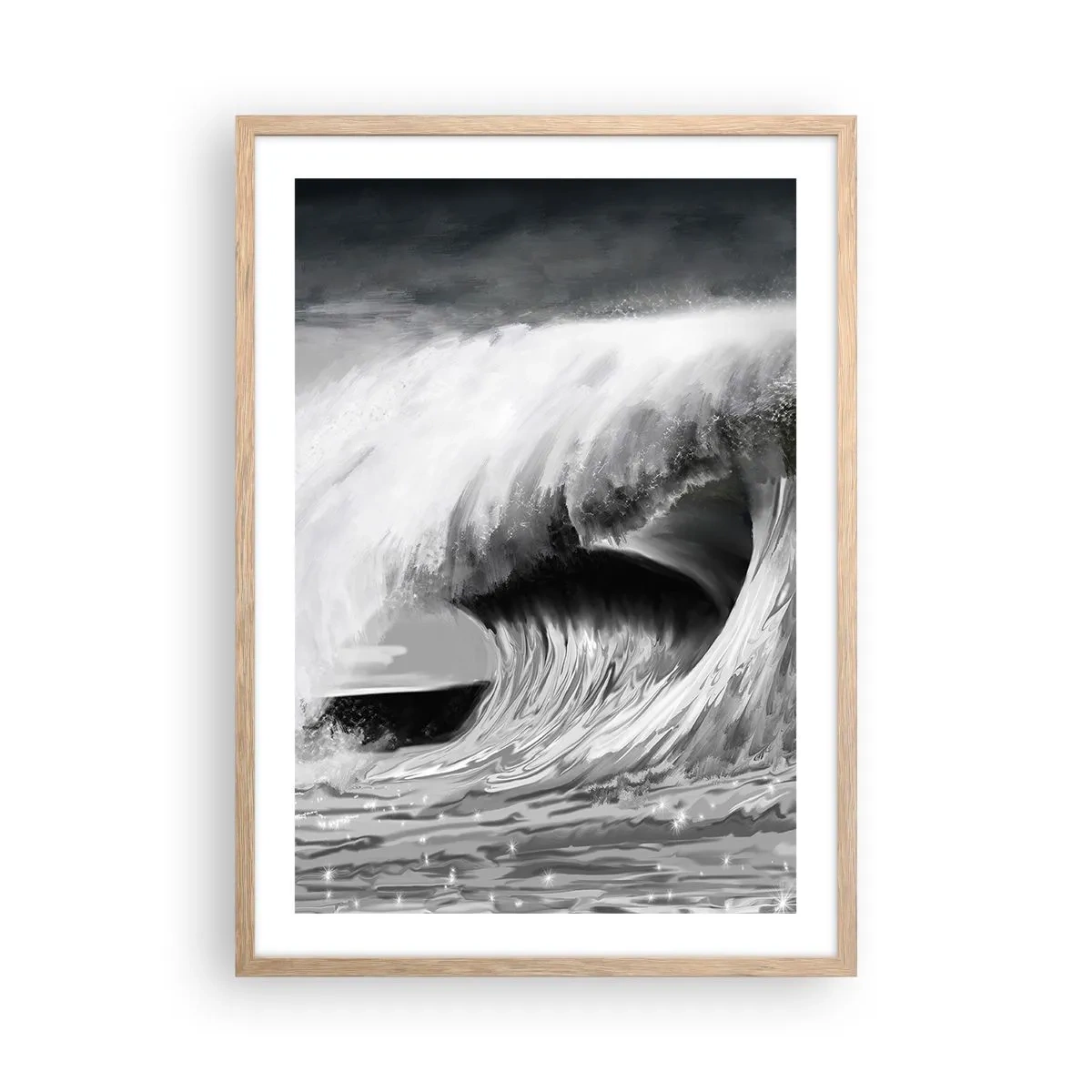 Poster in light oak frame - Wrath of the Ocean - 50x70 cm