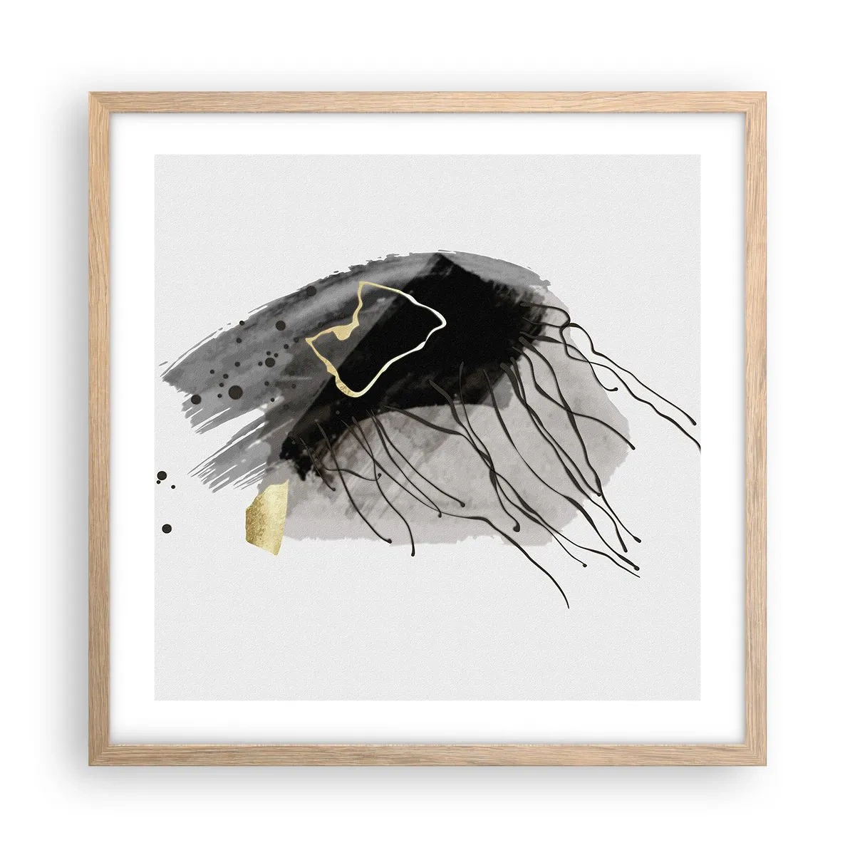 Poster in light oak frame - In Black and Gold - 50x50 cm
