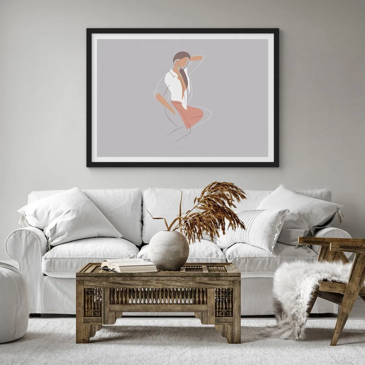 Poster in black frame - Outline of Charm - 70x50 cm