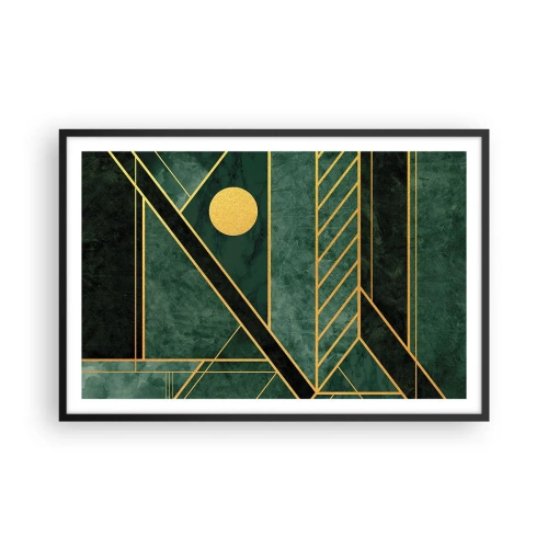 Poster in black frame - Dynamics of Gold and Azure - 91x61 cm