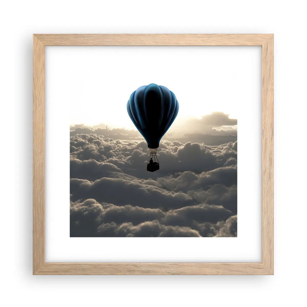 Poster in light oak frame - Wanderer above Clouds - 30x30 cm