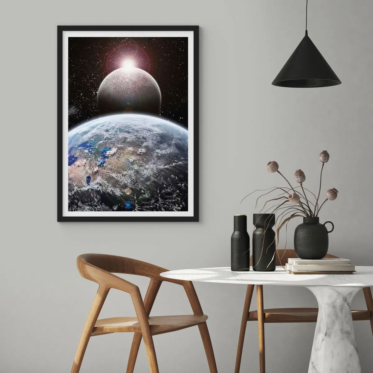 Poster in black frame - Space Landscape - Sunrise - 70x100 cm