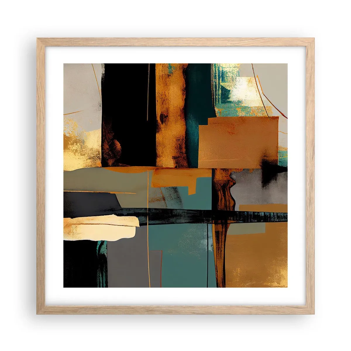 Poster in light oak frame - Abstract - Light and Shadow - 50x50 cm
