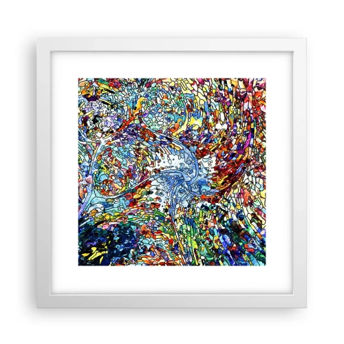 Poster in white frmae - Stained Glass with Drops - 30x30 cm