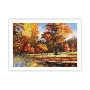 Poster - Landscape in Gold and Brown - 70x50 cm