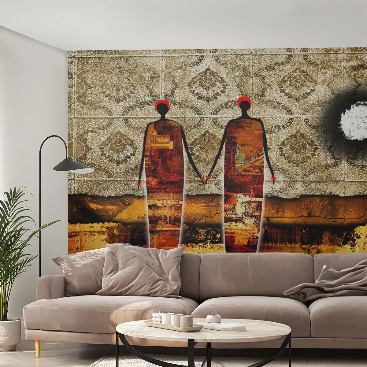 Photo Wallpaper Standard Eco - Ethnic Composition in the Colours of Africa - People, Africa, Graphics - 400x280 cm
