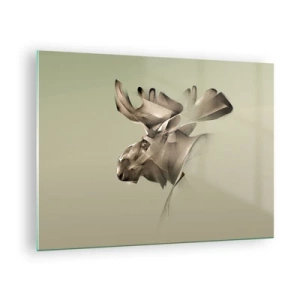 Glass picture - A modern image of a moose on a green background - 70x50cm - Gentle Power of Quietness - Modern wall decoration for the living room and bedroom ARTTOR