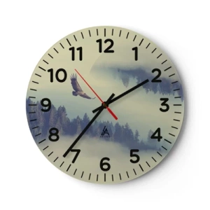 Wall clock - Clock on glass - Flying Eagle  - 30x30 cm