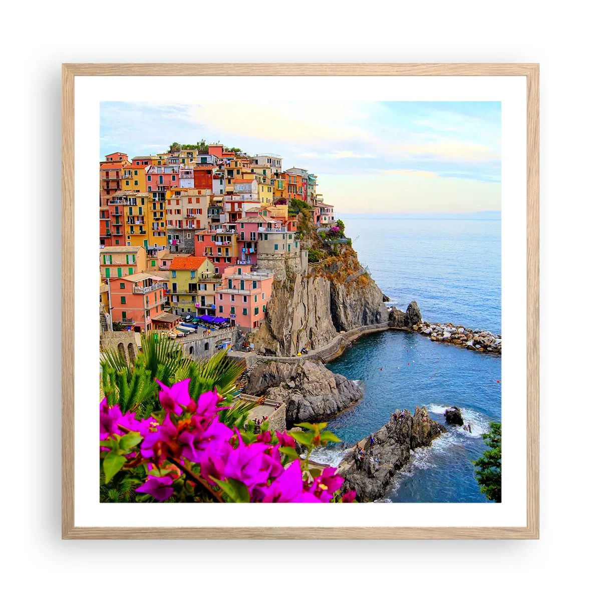 Poster in light oak frame - Laughing City - 60x60 cm