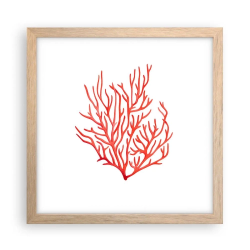 Poster in light oak frame - Coral Filigree - 30x30 cm