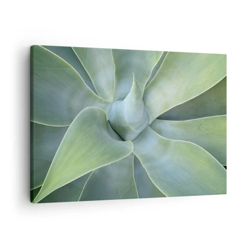 Canvas picture - Subtle agave leaves in shades of green - 70x50cm - Birth of Green - Modern wall decoration for the living room and bedroom ARTTOR