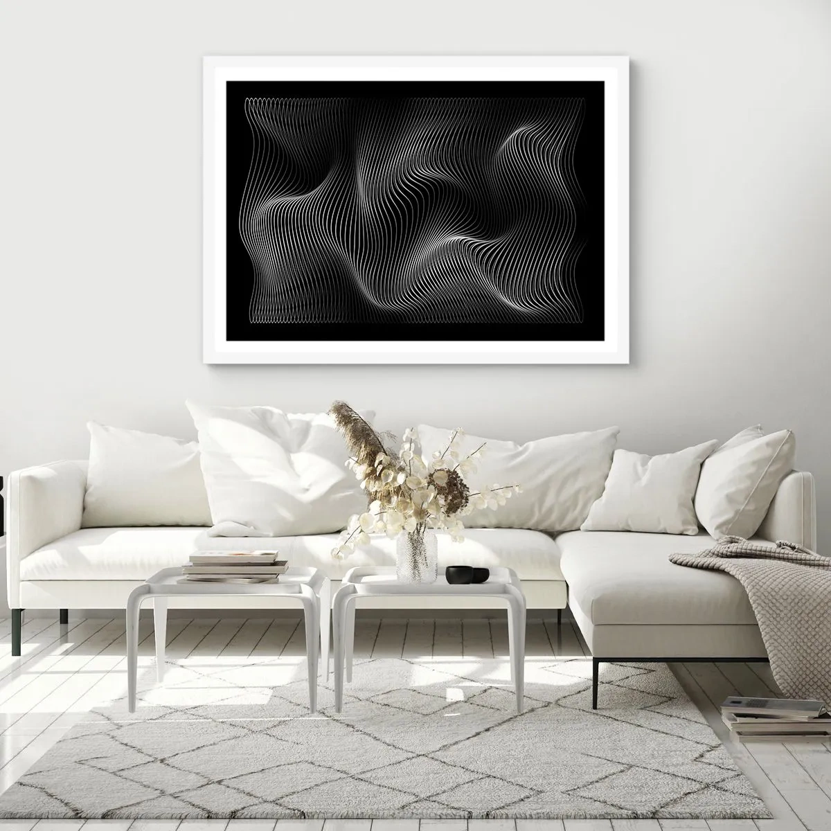 Poster in white frmae - Dance of the Light in Space - 50x40 cm