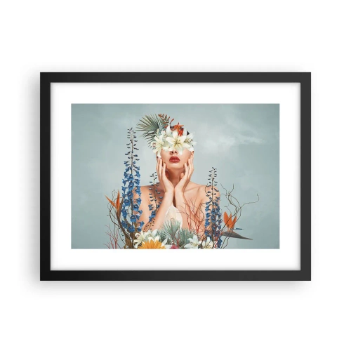 Poster in black frame - Woman – Flower - 40x30 cm