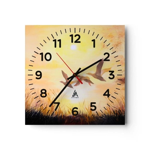 Wall clock - Clock on glass - Beginning of a Distant Journey - 30x30 cm