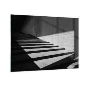 Glass picture - Concrete stairs in sharp light and shadow in a modern style - 70x50cm - Raw Beauty of Modernism - Modern wall decoration for the living room and bedroom ARTTOR