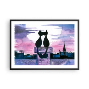 Poster in black frame - Rendezvous under the Moon - 70x50 cm