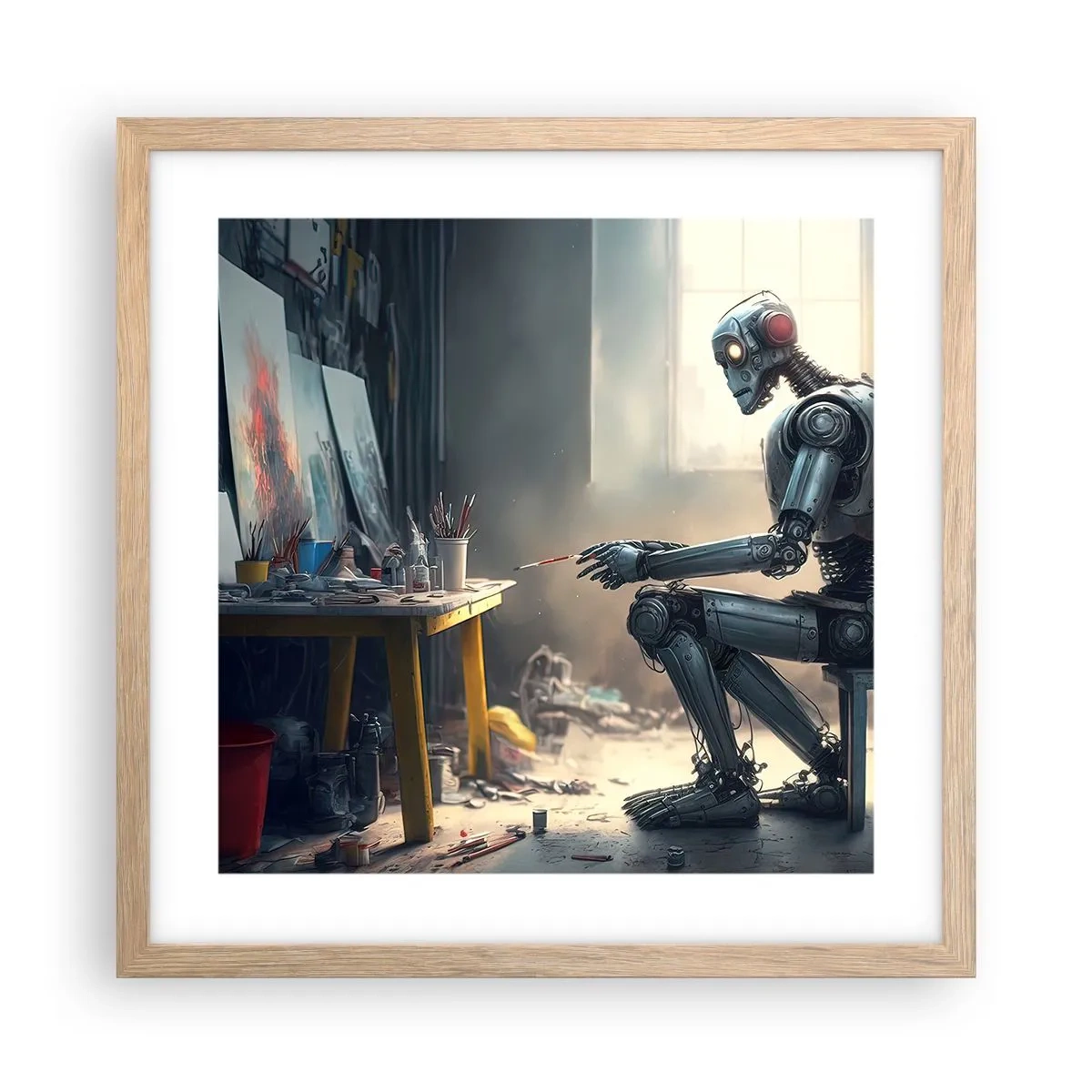 Poster in light oak frame - Act of Creation - 40x40 cm