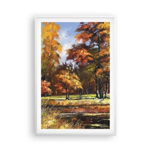 Poster in white frmae - Landscape in Gold and Brown - 61x91 cm