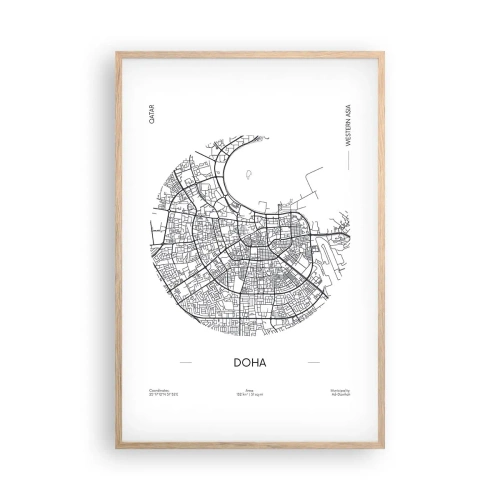 Poster in light oak frame - Anatomy of Doha - 61x91 cm