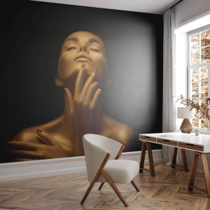 Photo Wallpaper Standard Eco - Like Golden Silk - Woman, Woman's Face, Body - 450x315 cm