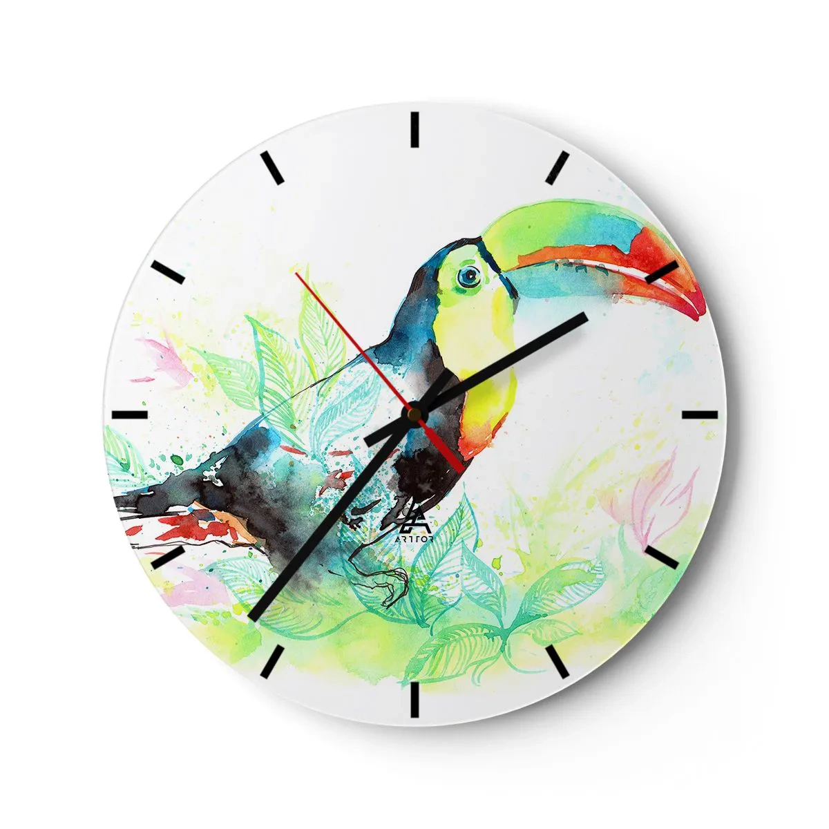 Wall clock - Clock on glass - Colourful like South America - 40x40 cm
