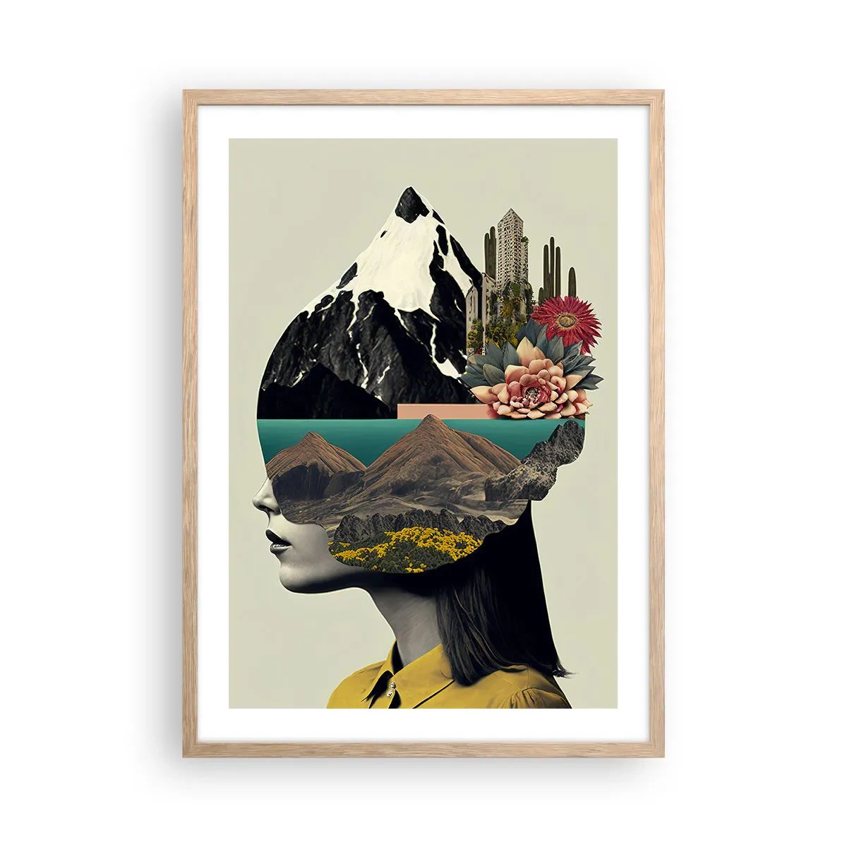 Poster in light oak frame - Woman - Always a Mystery - 50x70 cm