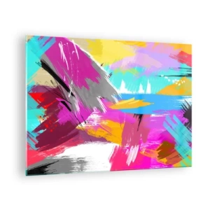 Glass picture - Colorful abstraction with dynamic brushstrokes - 70x50cm - One More Stroke - Modern wall decoration for the living room and bedroom ARTTOR