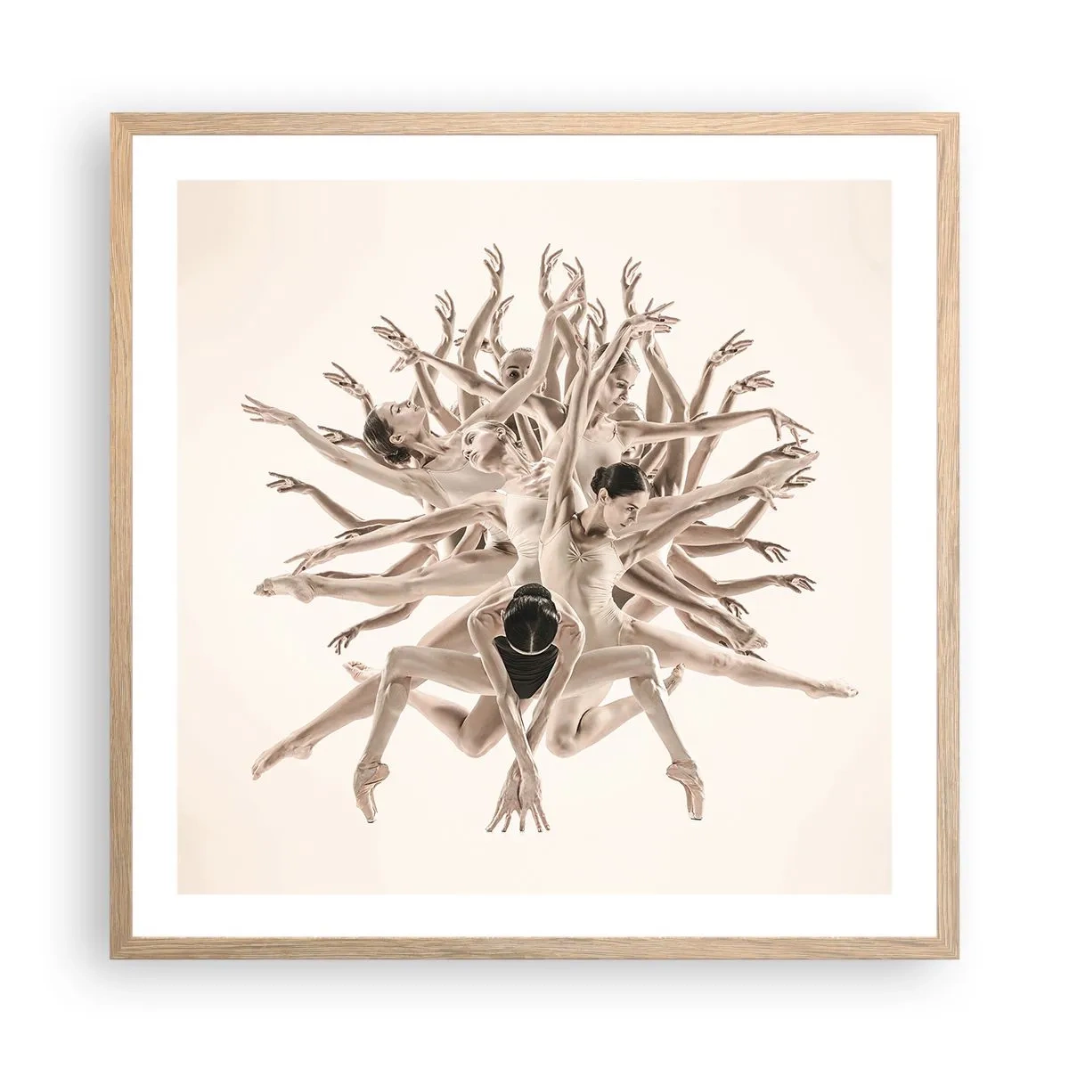 Poster in light oak frame - Dance in Bloom - 60x60 cm