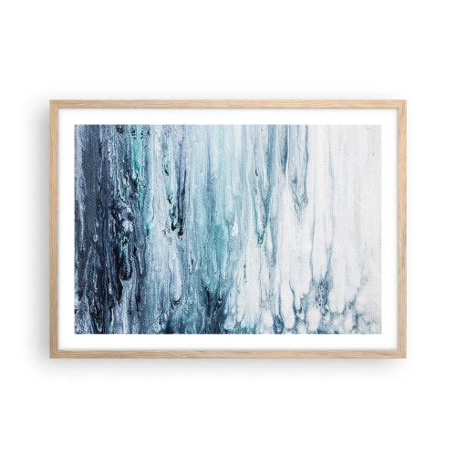 Poster in light oak frame - Blue Icicles - 70x50 cm