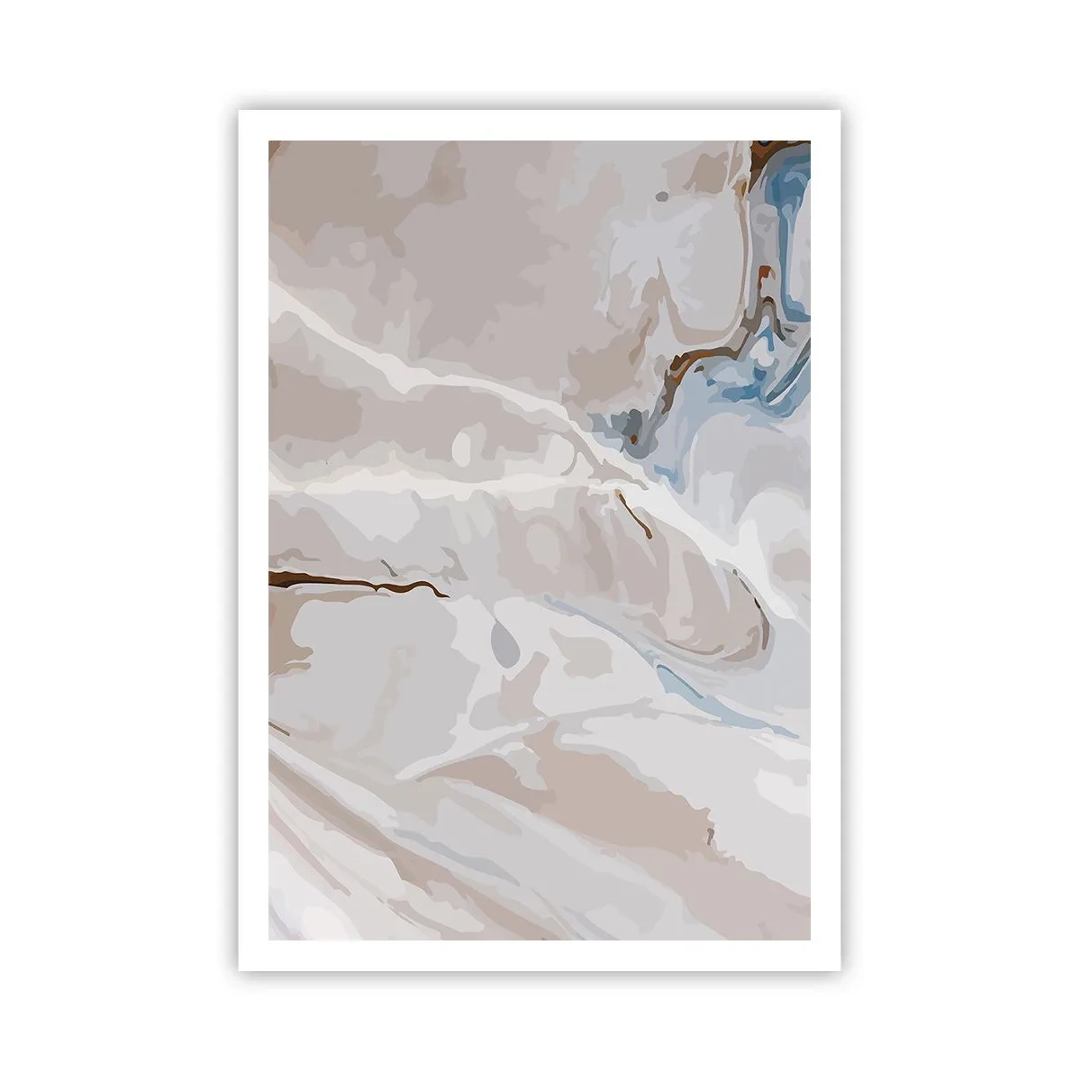 Poster - Blue Meanders under White - 70x100 cm
