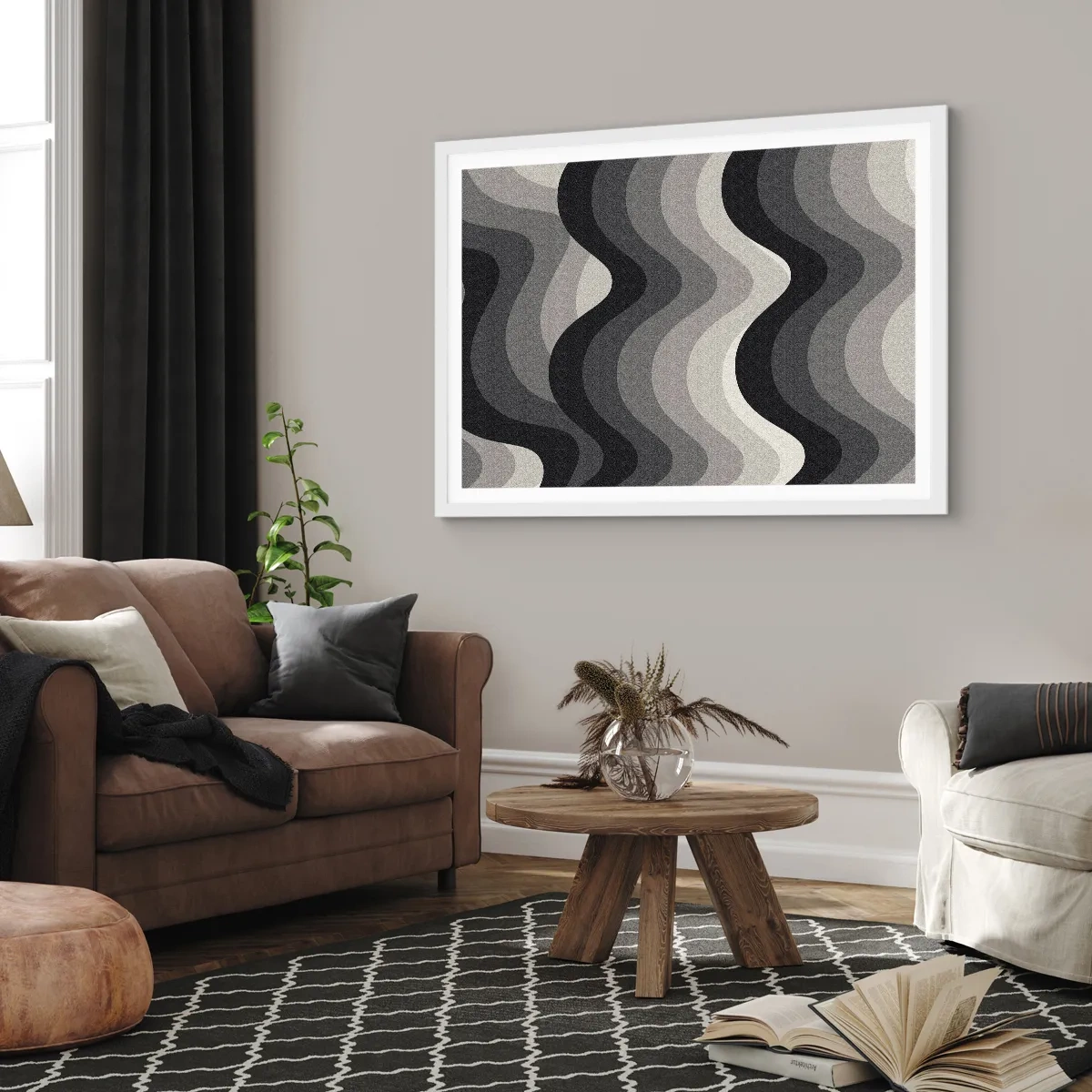 Poster in white frmae - Wave after Wave - 50x40 cm