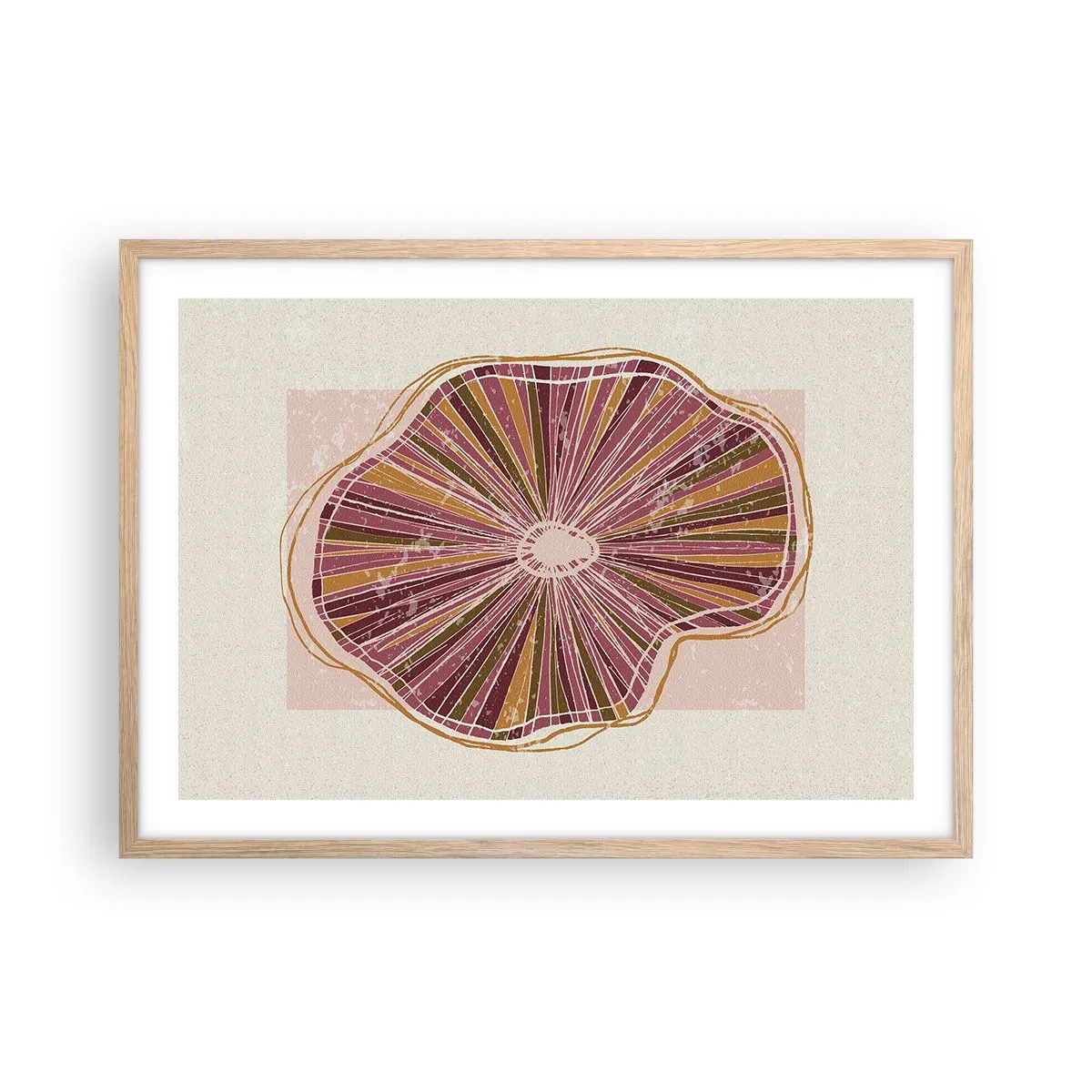 Poster in light oak frame - Radial Abstract - 70x50 cm